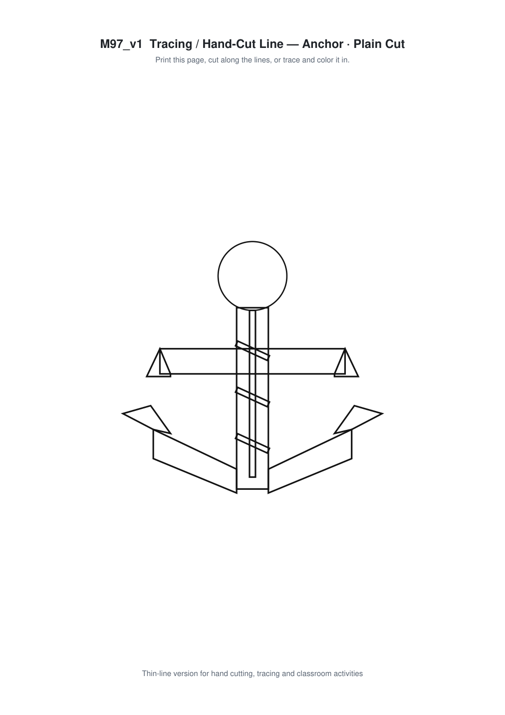 Anchor Paper Cut Template - Free SVG + PDF Pack - line art