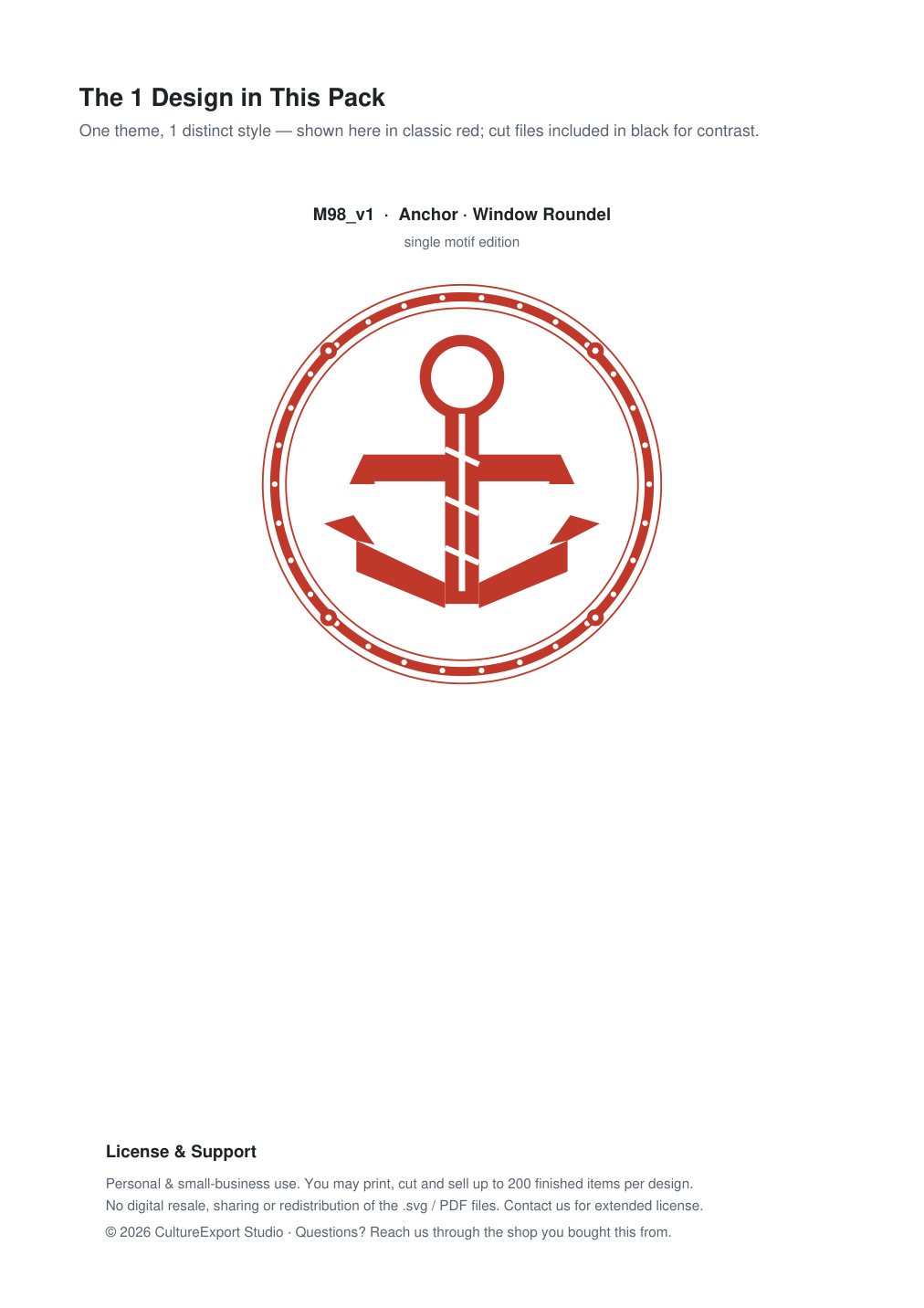 Anchor Window Roundel Paper Cut - Free SVG + PDF Pack - design