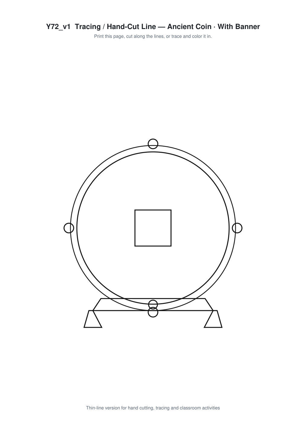 Ancient Coin Banner Paper Cut - Free SVG + PDF Pack - line art