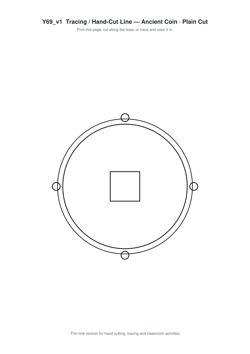 Ancient Coin Paper Cut Template - Free SVG + PDF Pack - line art