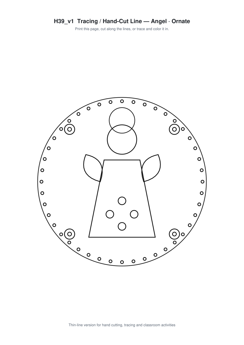 Angel Ornate Paper Cut Panel - Free SVG + PDF Pack - line art
