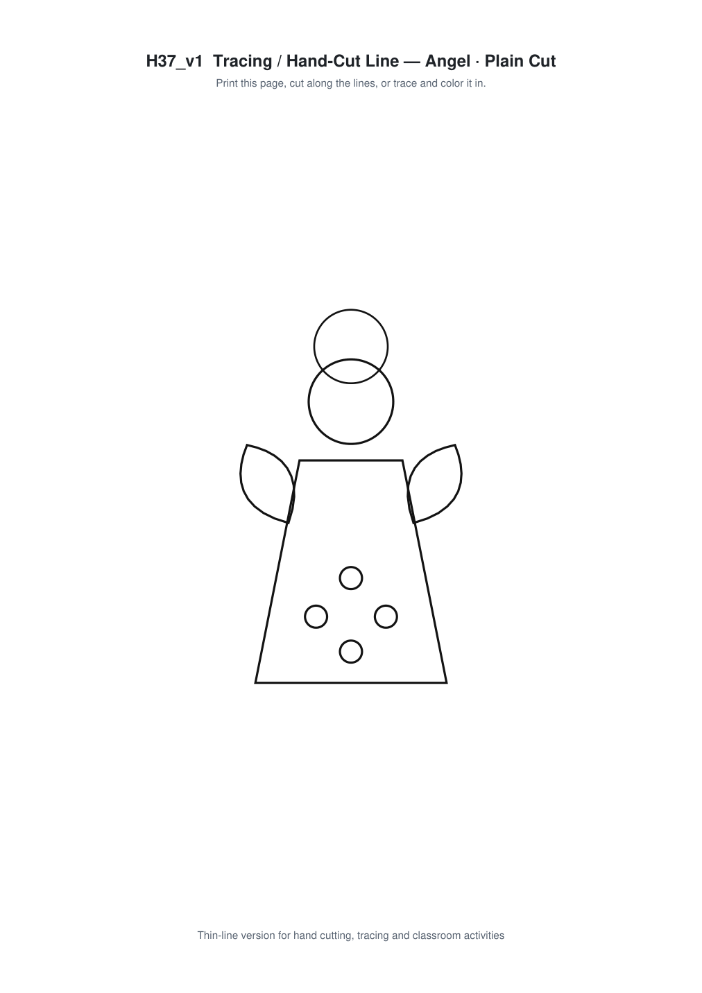 Angel Paper Cut Template - Free SVG + PDF Pack - line art