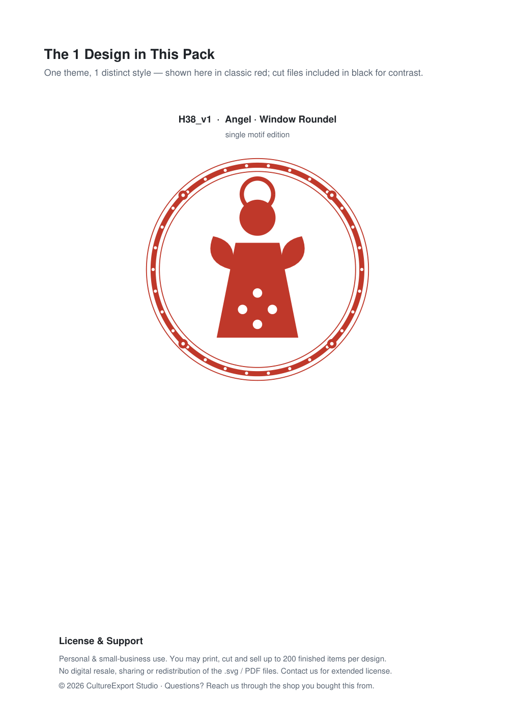 Angel Window Roundel Paper Cut - Free SVG + PDF Pack - design