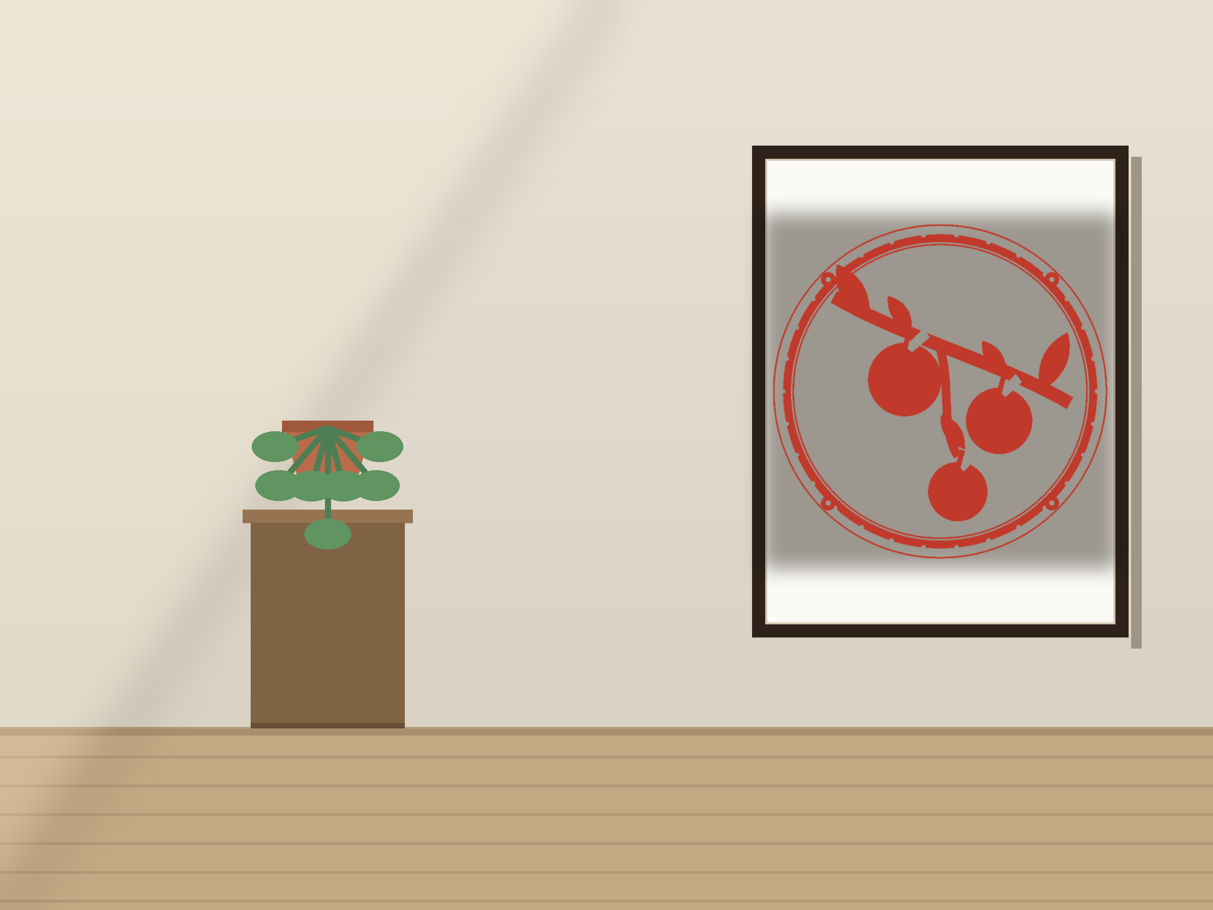 Apple Branch Window Roundel Paper Cut - Free SVG + PDF Pack - on a desk
