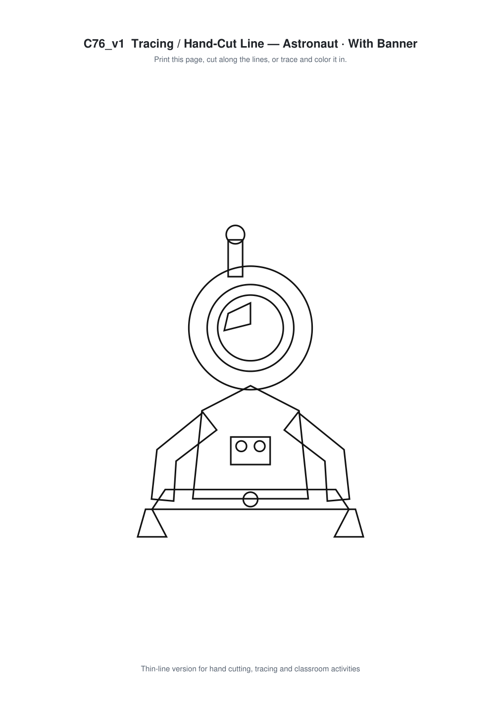 Astronaut Banner Paper Cut - Free SVG + PDF Pack - line art