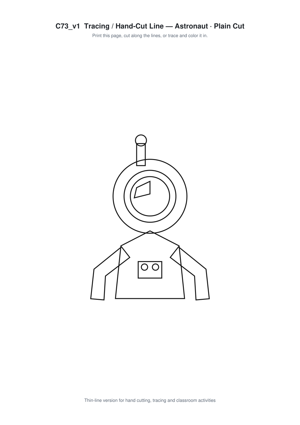 Astronaut Paper Cut Template - Free SVG + PDF Pack - line art