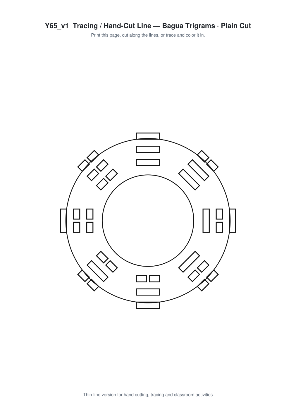 Bagua Trigrams Paper Cut Template - Free SVG + PDF Pack - line art