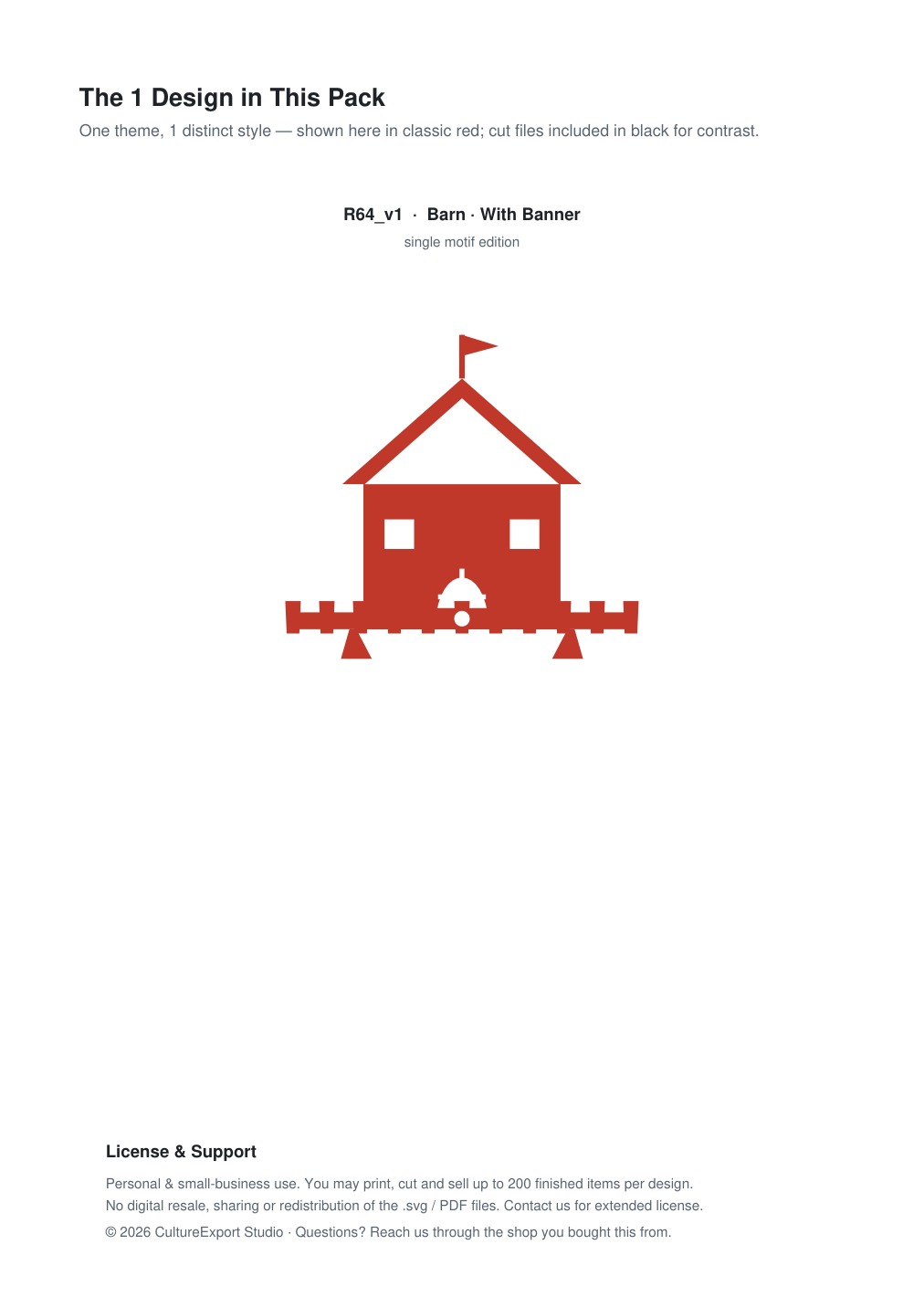 Barn Banner Paper Cut - Free SVG + PDF Pack - design