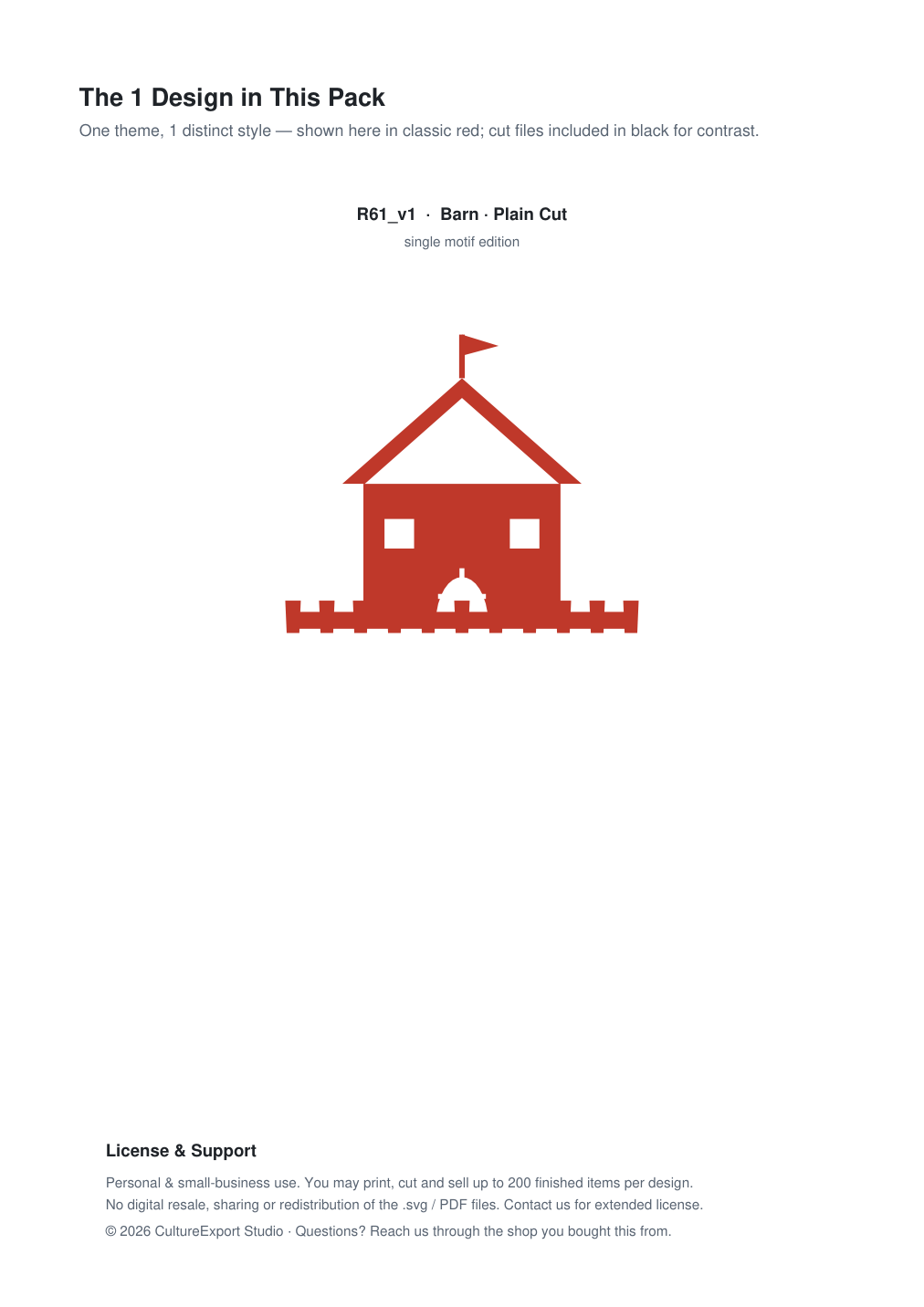 Barn Paper Cut Template - Free SVG + PDF Pack - design