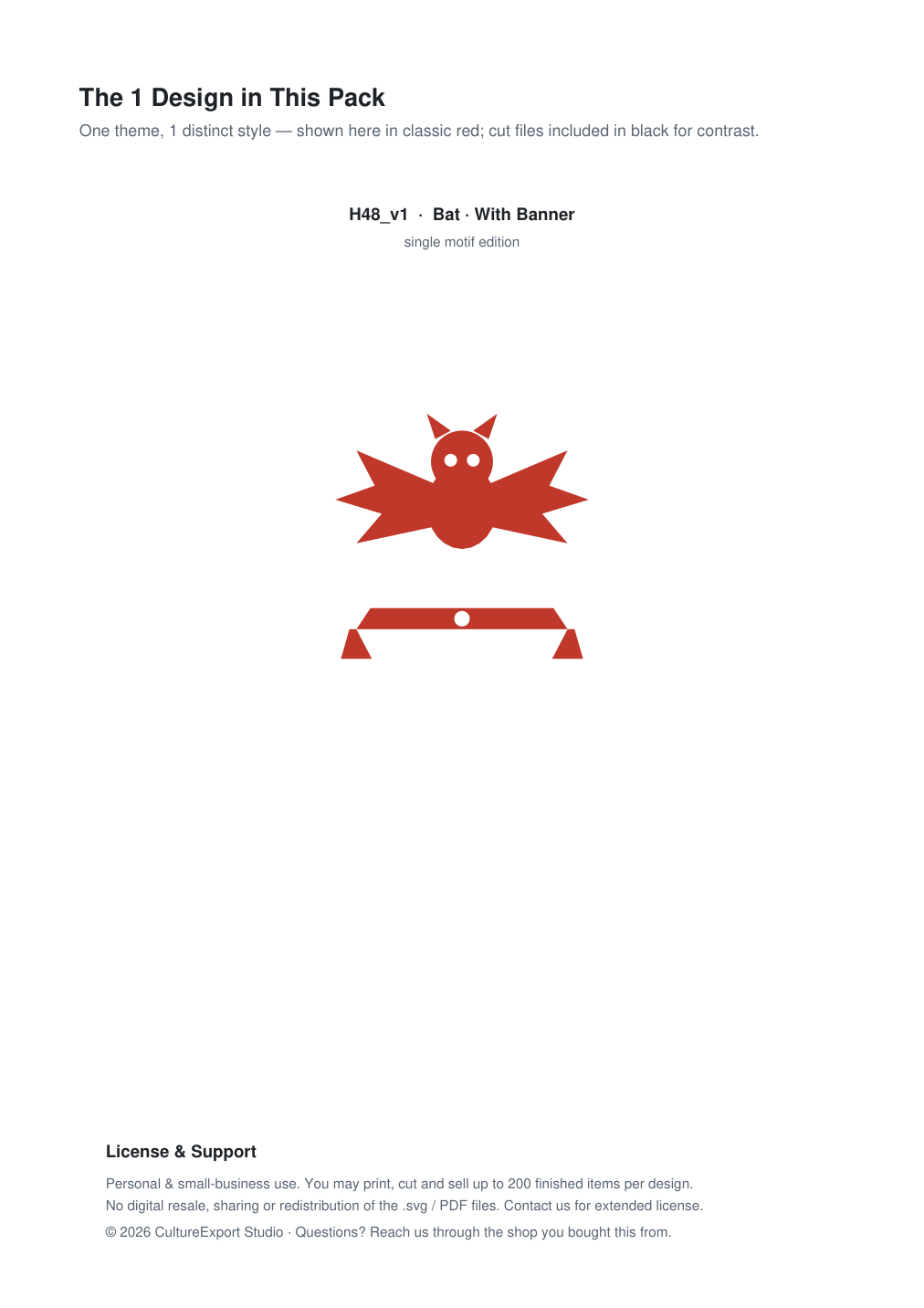 Bat Banner Paper Cut - Free SVG + PDF Pack - design