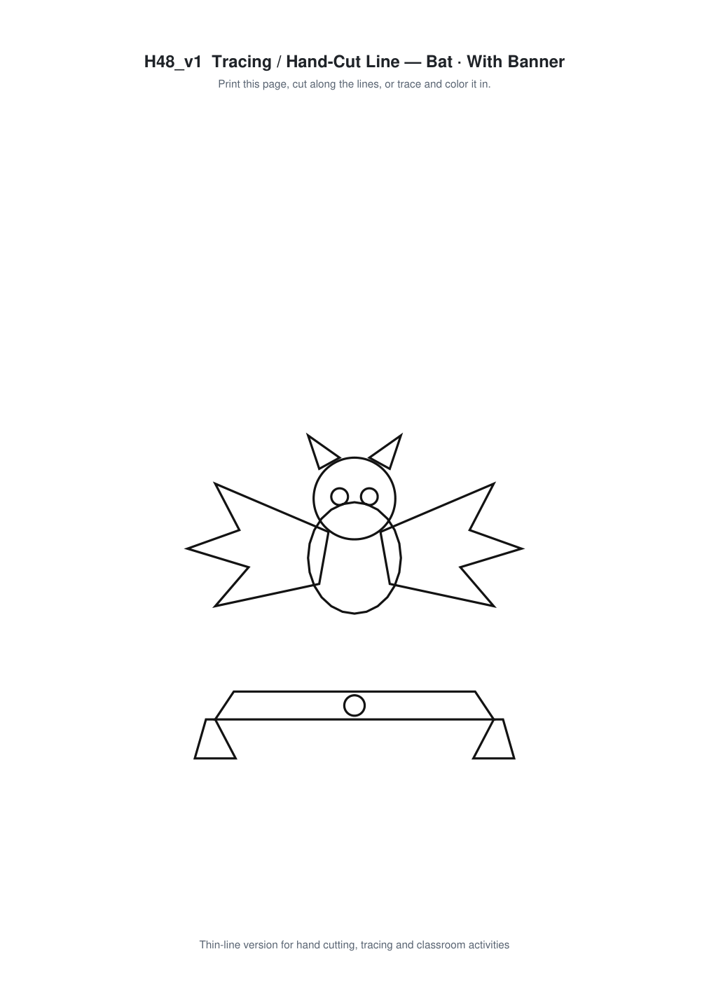 Bat Banner Paper Cut - Free SVG + PDF Pack - line art