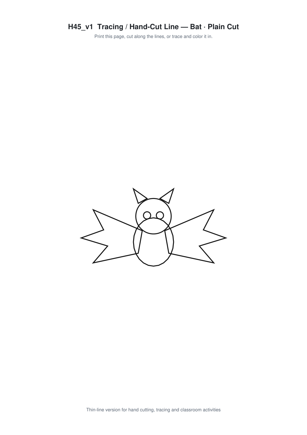 Bat Paper Cut Template - Free SVG + PDF Pack - line art