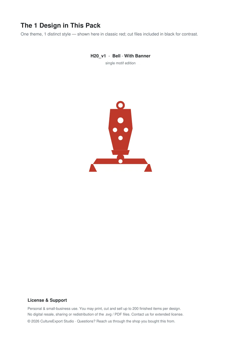 Bell Banner Paper Cut - Free SVG + PDF Pack - design