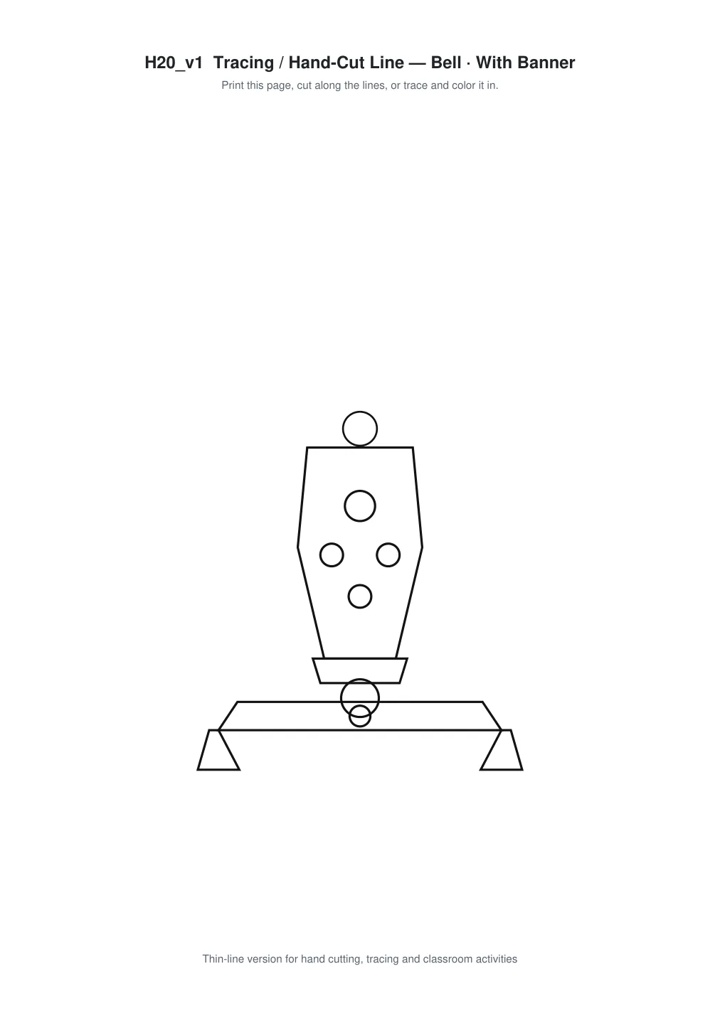 Bell Banner Paper Cut - Free SVG + PDF Pack - line art