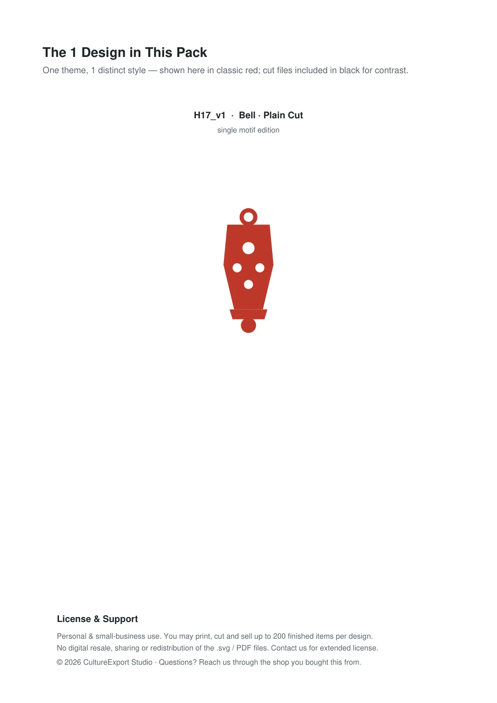Bell Paper Cut Template - Free SVG + PDF Pack - design