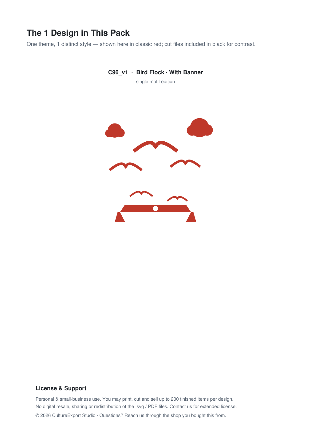 Bird Flock Banner Paper Cut - Free SVG + PDF Pack - design