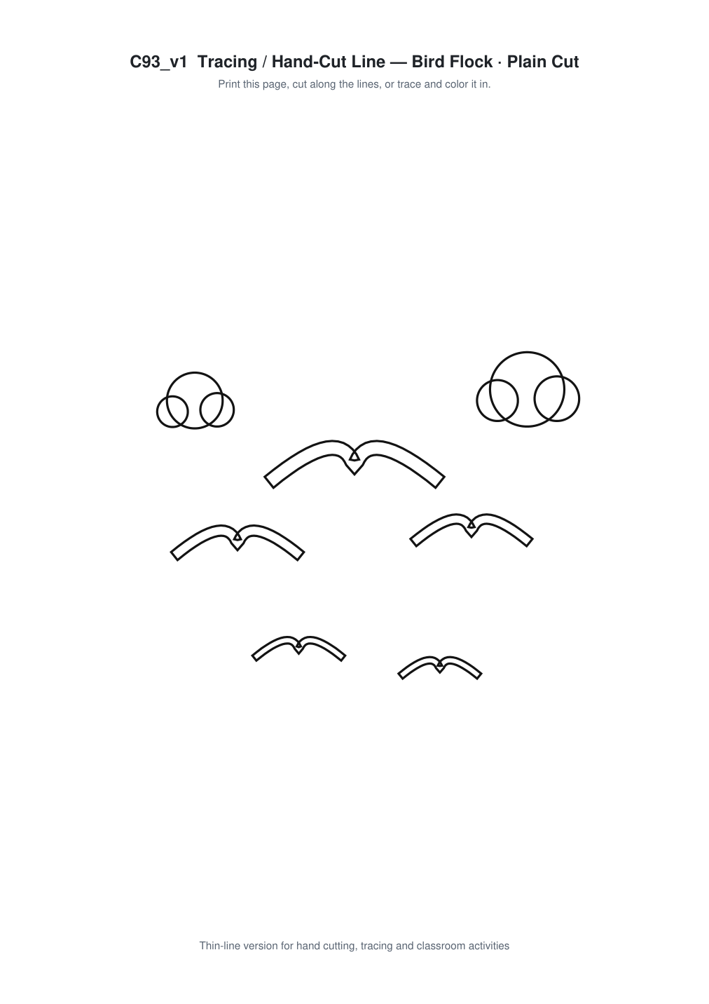 Bird Flock Paper Cut Template - Free SVG + PDF Pack - line art