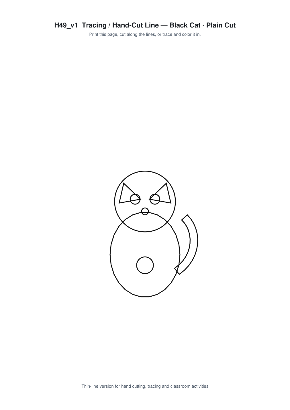 Black Cat Paper Cut Template - Free SVG + PDF Pack - line art