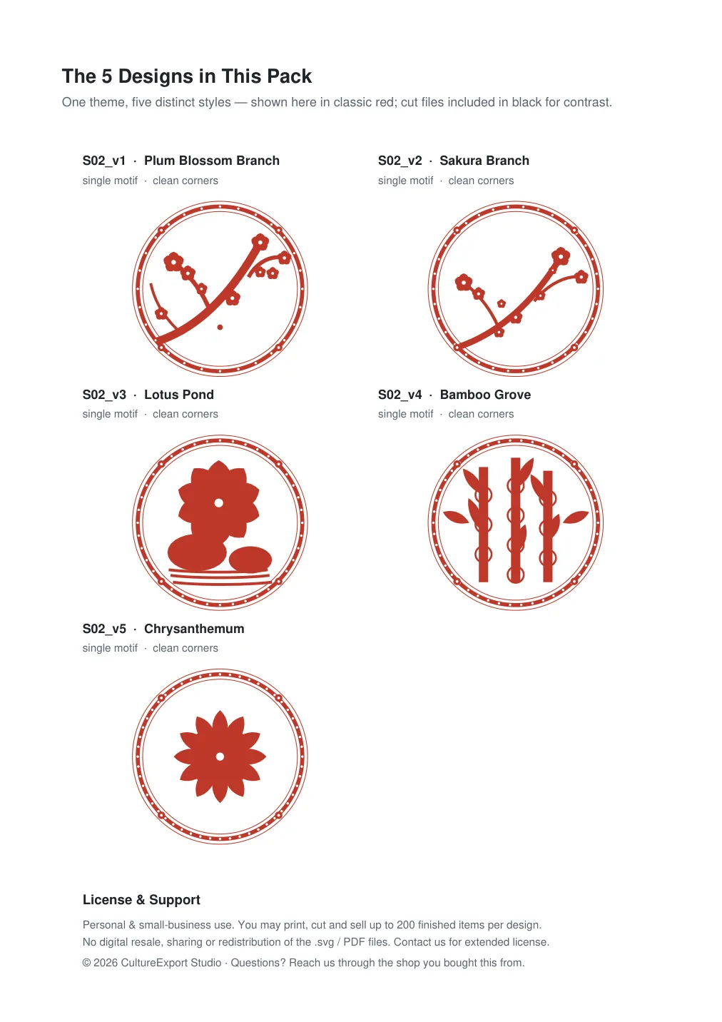 Blossom & Flora Roundels - Free Floral Paper Cut SVG + PDF Pack - all designs