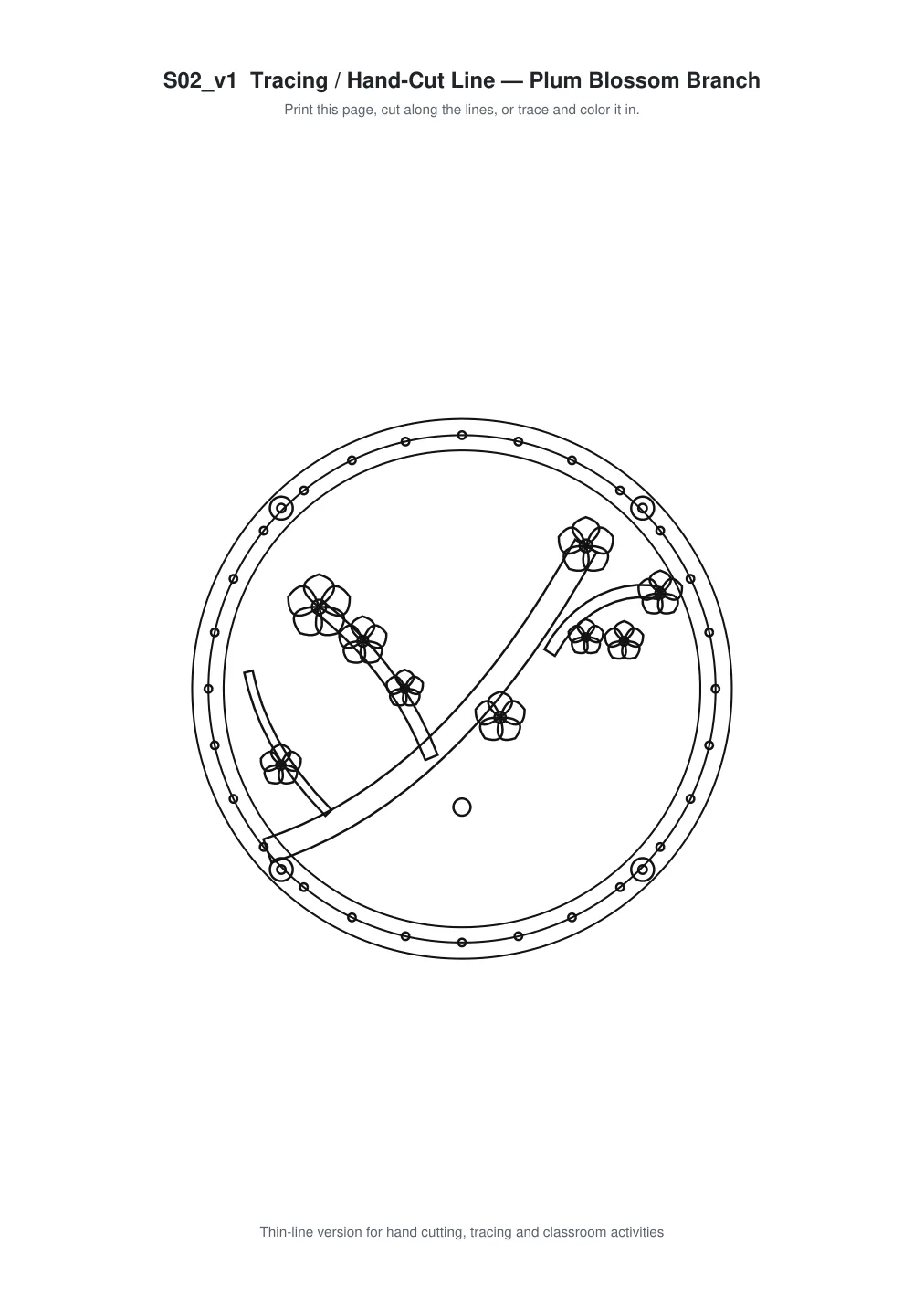 Blossom & Flora Roundels - Free Floral Paper Cut SVG + PDF Pack - line art