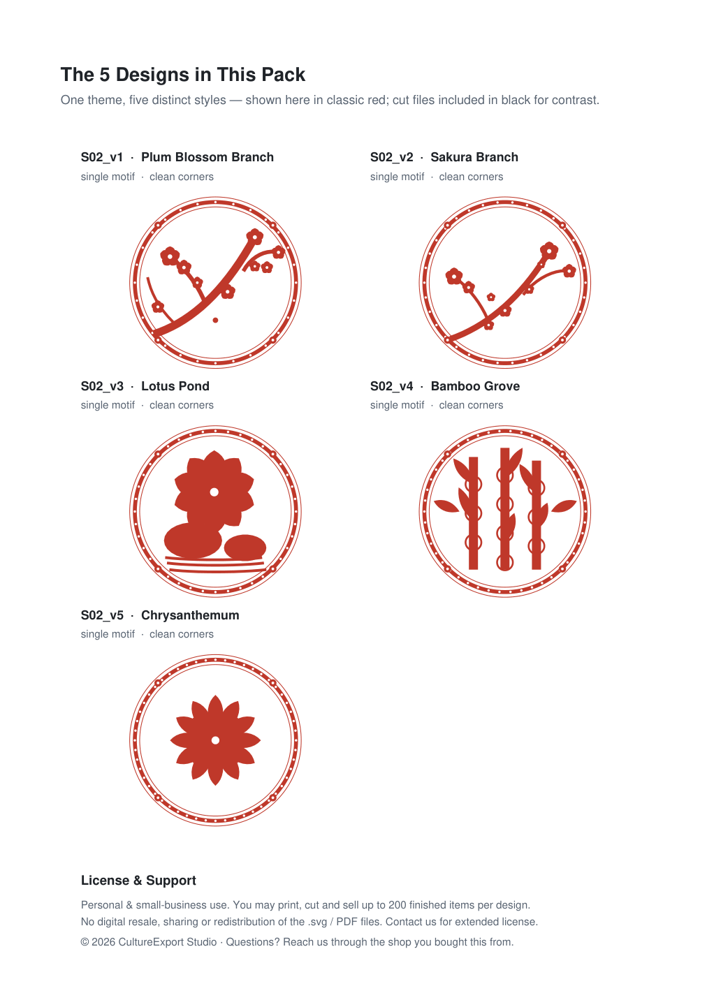 Blossom Flora Roundels Window Roundel Paper Cut - Free SVG + PDF Pack - design