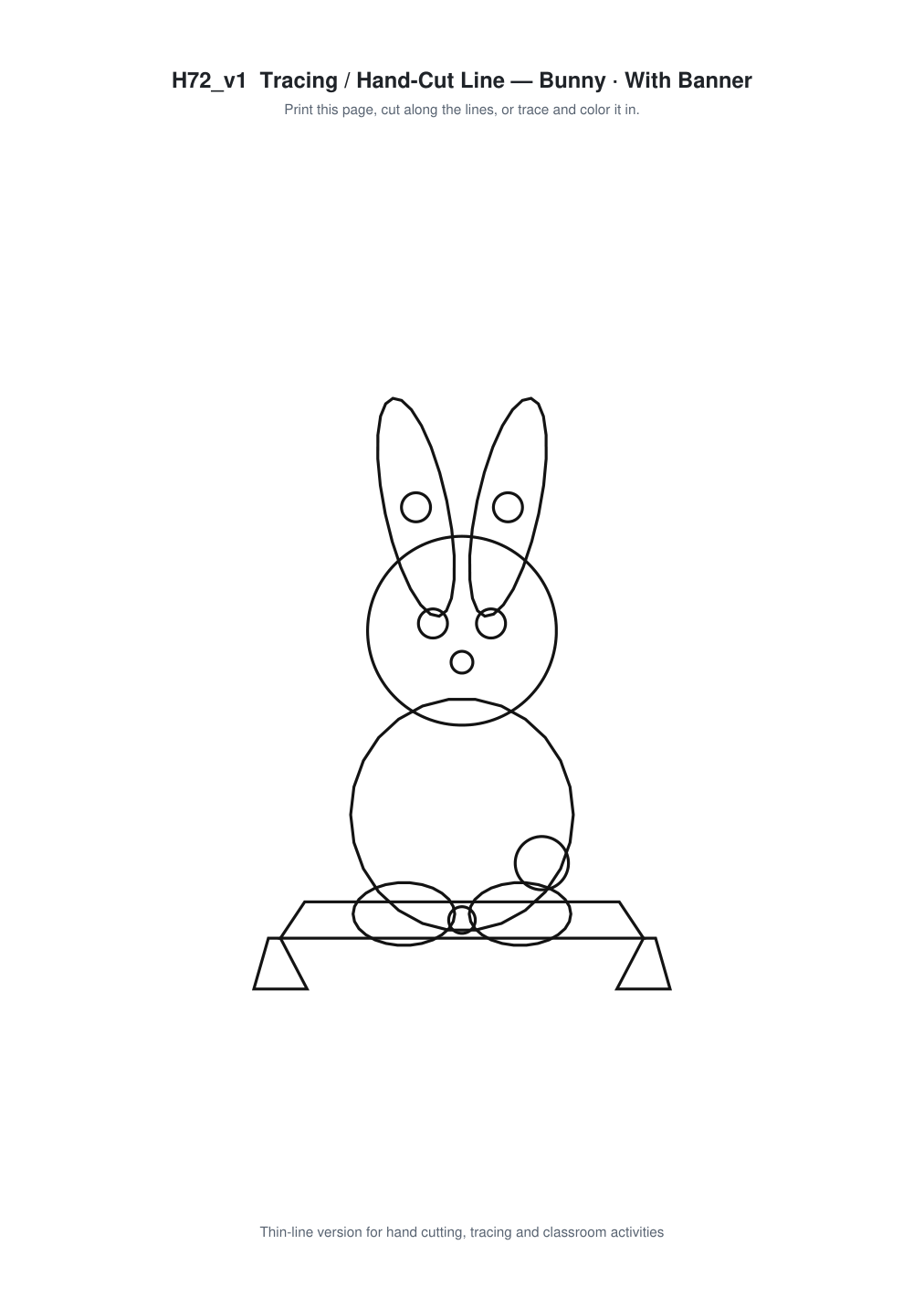 Bunny Banner Paper Cut - Free SVG + PDF Pack - line art