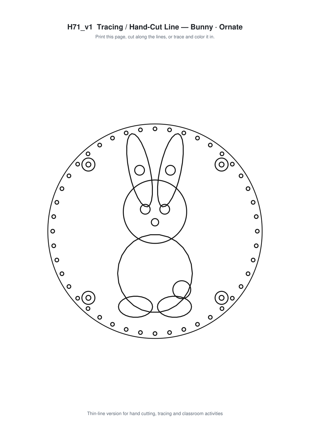 Bunny Ornate Paper Cut Panel - Free SVG + PDF Pack - line art