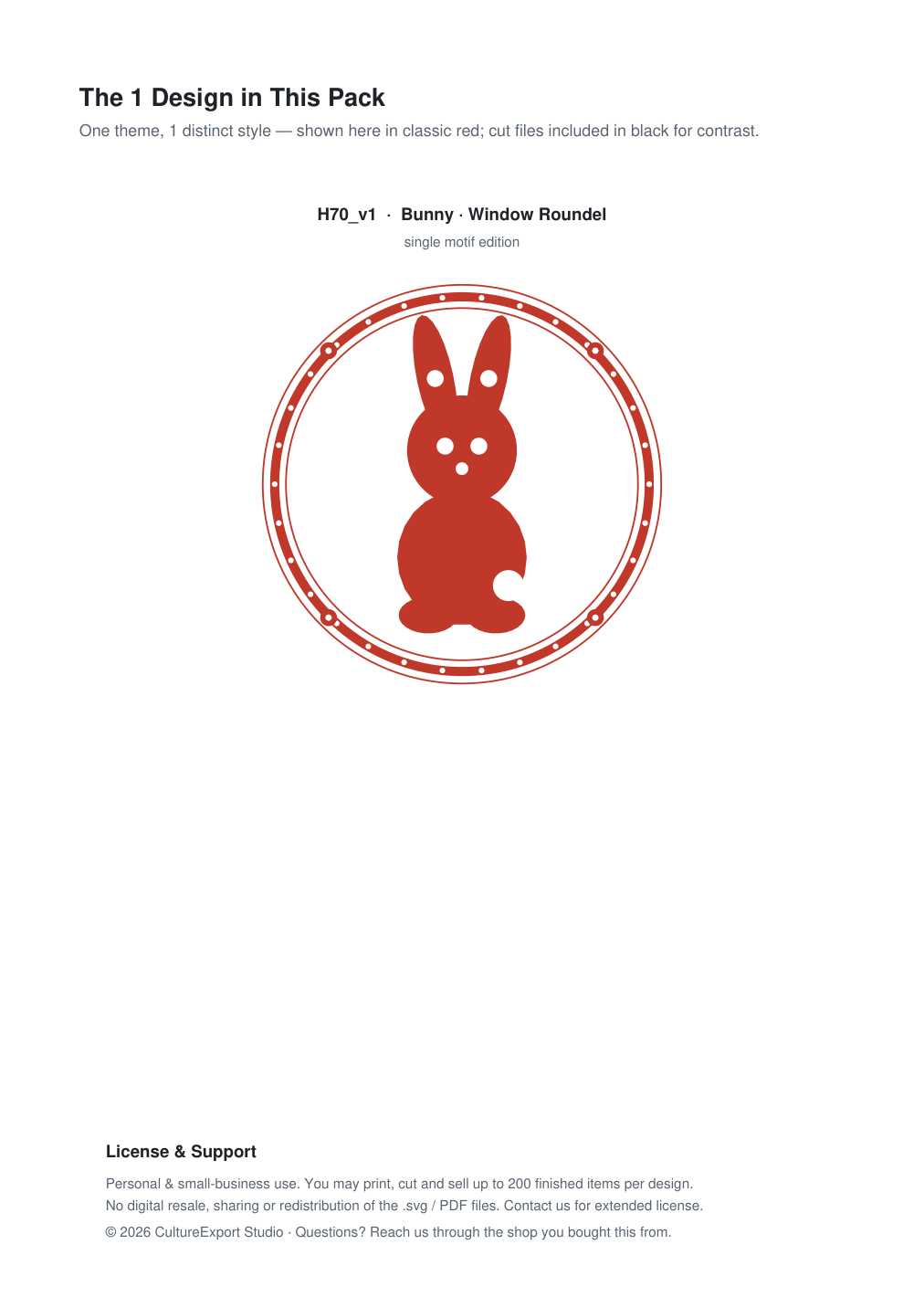 Bunny Window Roundel Paper Cut - Free SVG + PDF Pack - design