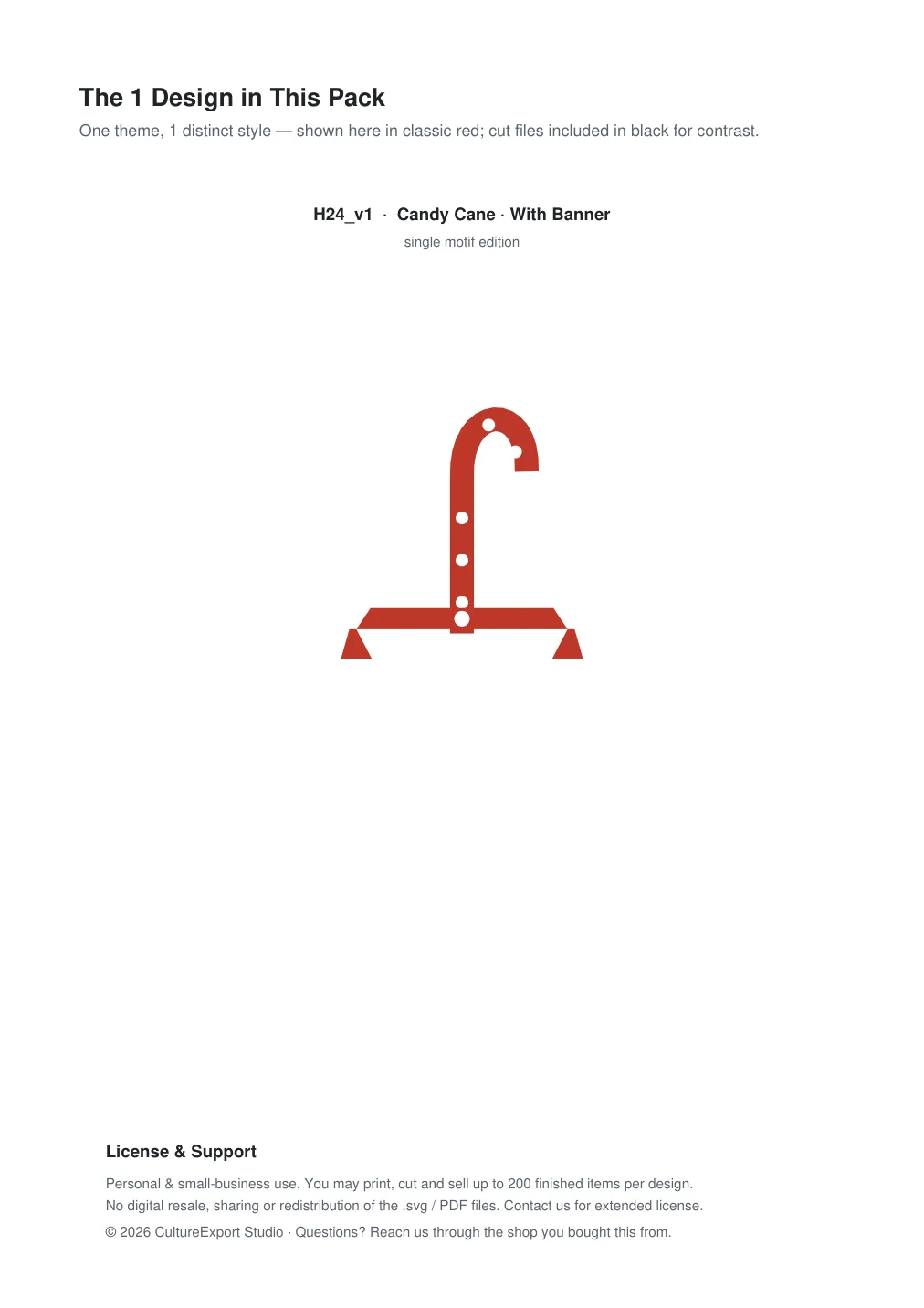 Candy Cane Banner Paper Cut - Free SVG + PDF Pack - design