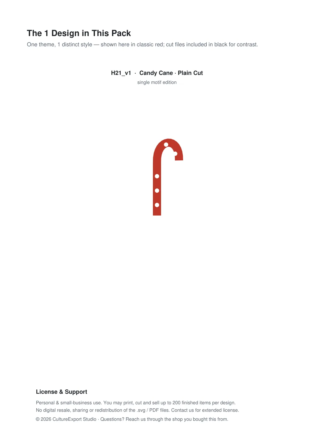 Candy Cane Paper Cut Template - Free SVG + PDF Pack - design
