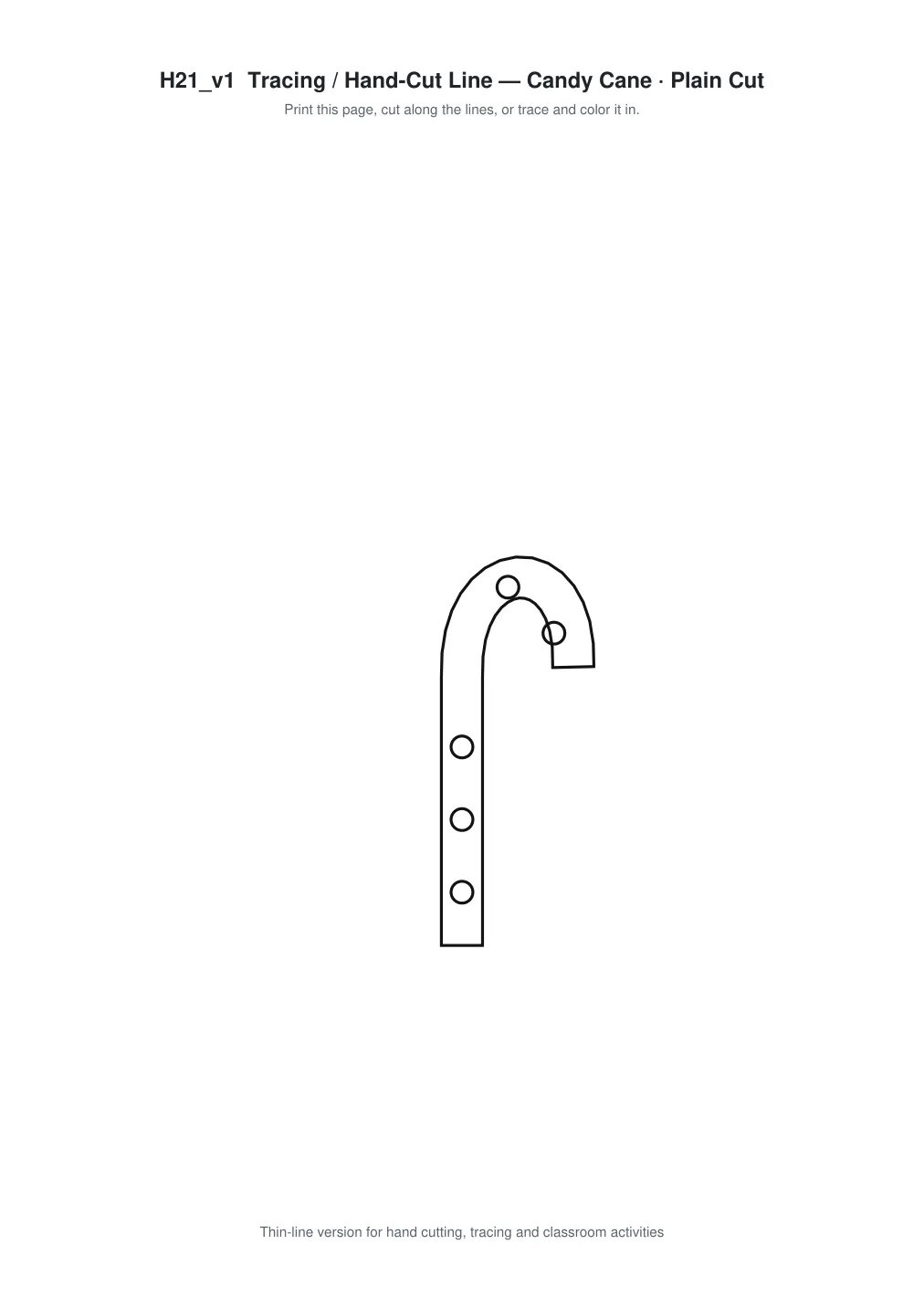 Candy Cane Paper Cut Template - Free SVG + PDF Pack - line art