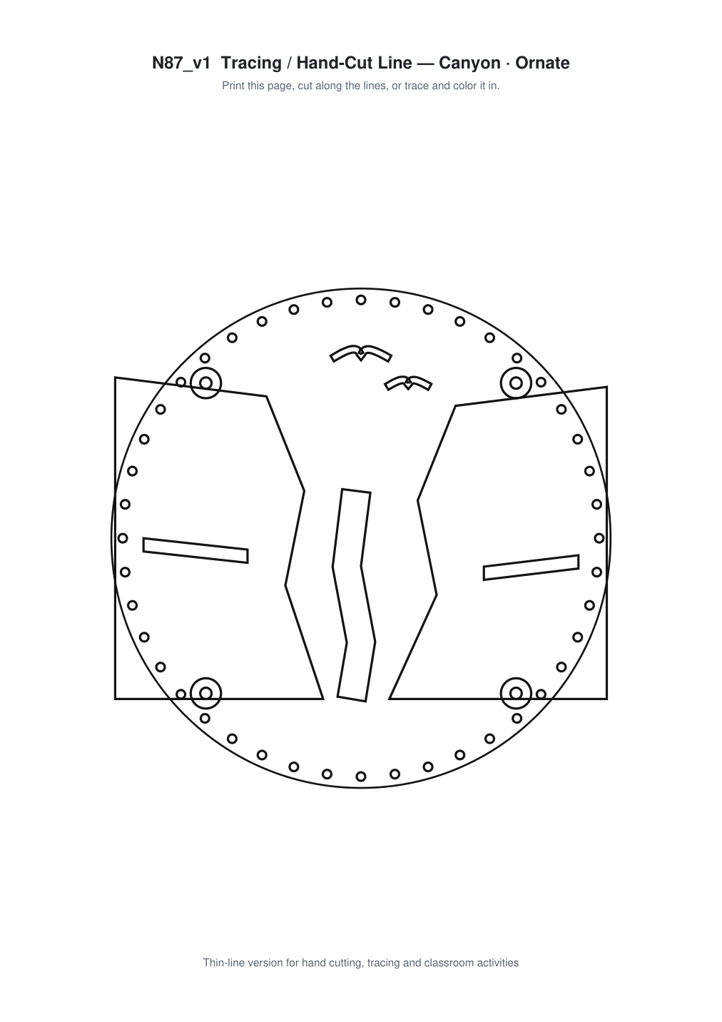 Canyon Ornate Paper Cut Panel - Free SVG + PDF Pack - line art
