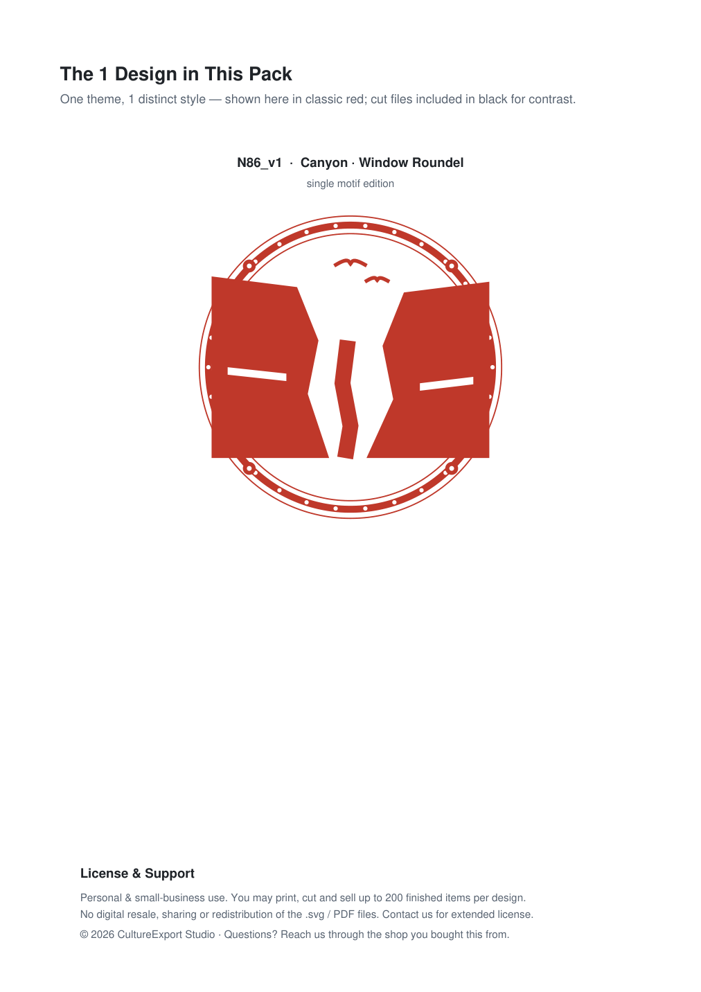 Canyon Window Roundel Paper Cut - Free SVG + PDF Pack - design