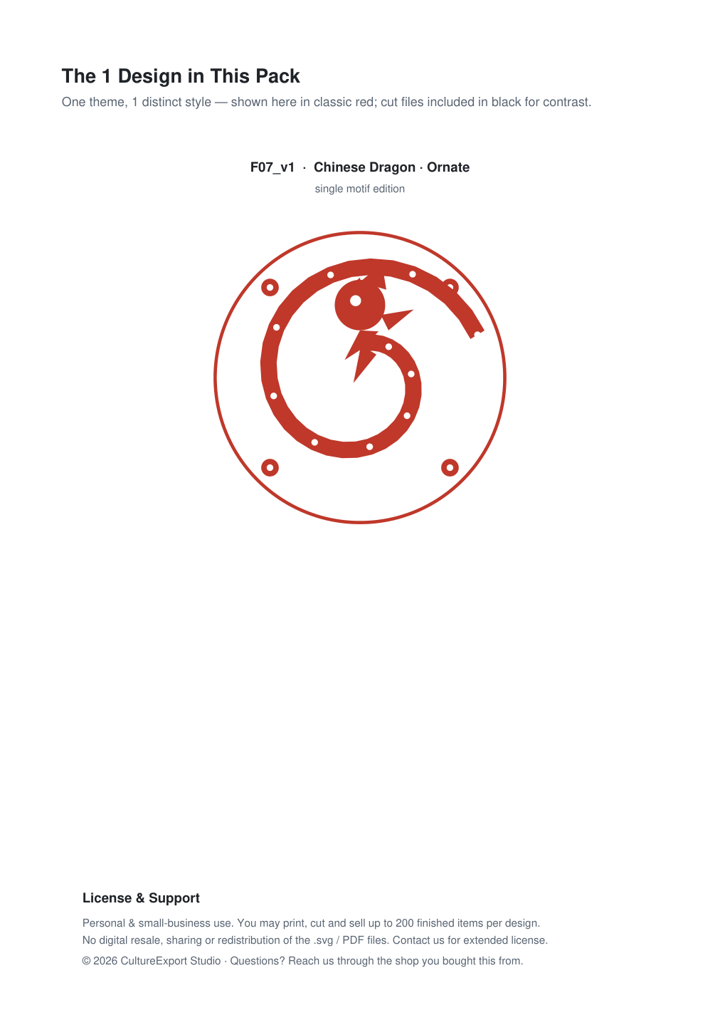 Chinese Dragon Ornate Paper Cut Panel - Free SVG + PDF Pack - design