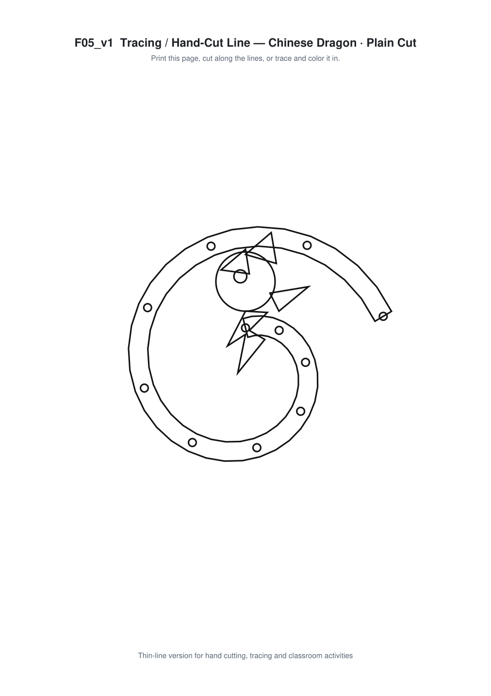 Chinese Dragon Paper Cut Template - Free SVG + PDF Pack - line art