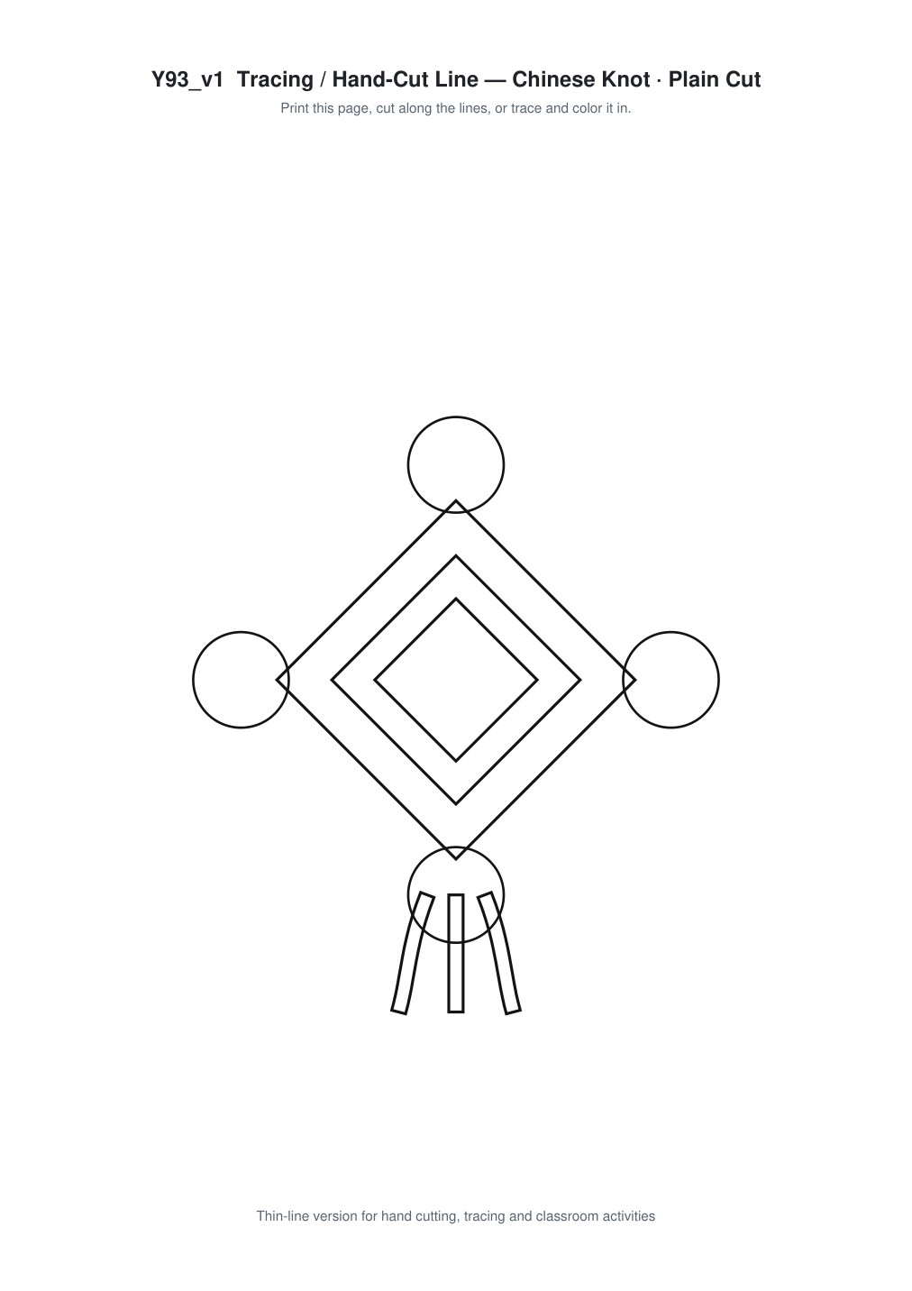 Chinese Knot Paper Cut Template - Free SVG + PDF Pack - line art