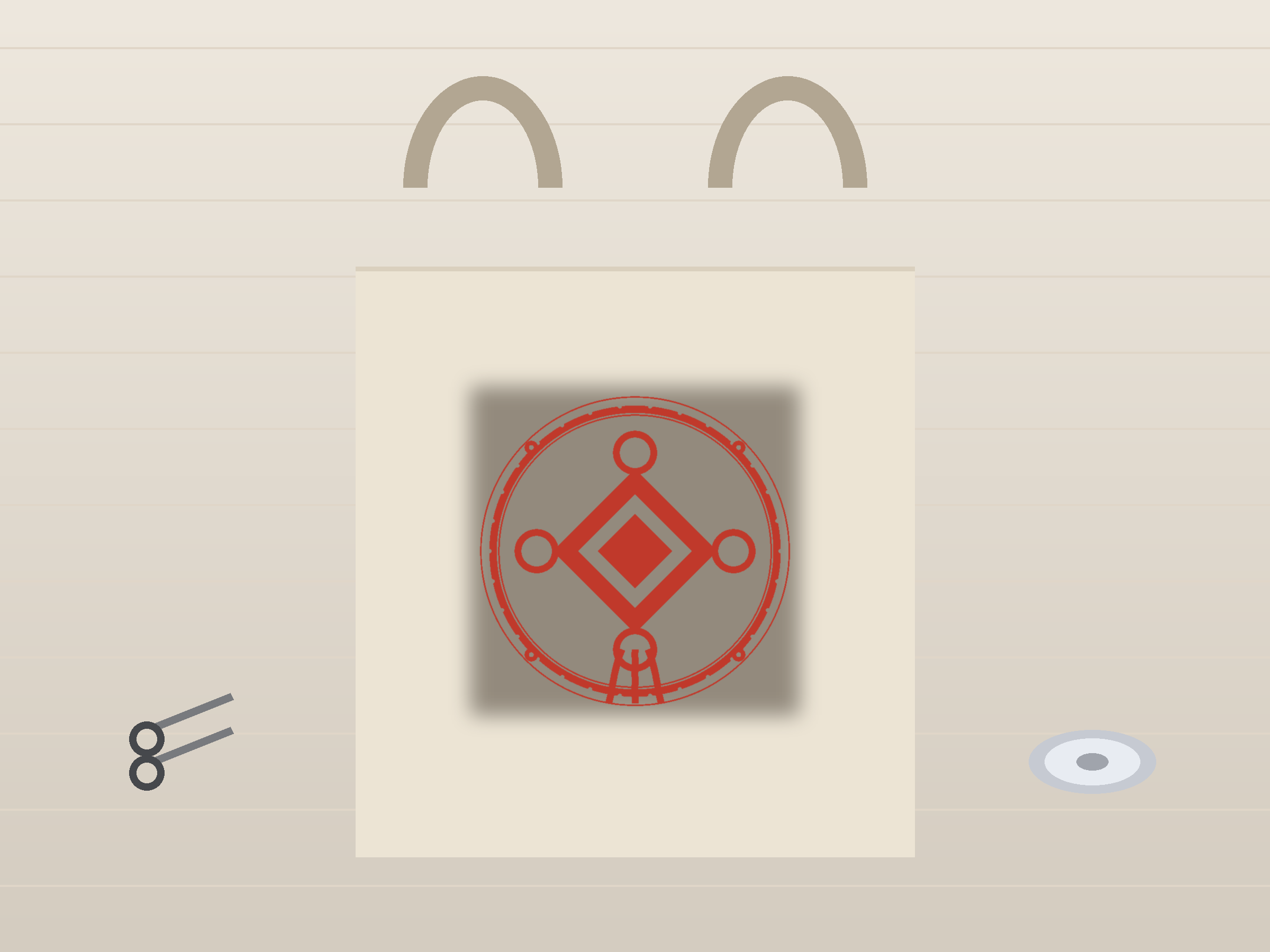 Chinese Knot Window Roundel Paper Cut - Free SVG + PDF Pack - on a desk