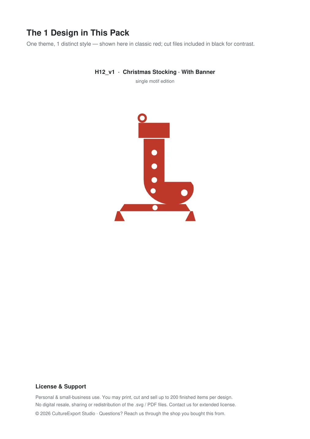 Christmas Stocking Banner Paper Cut - Free SVG + PDF Pack - design