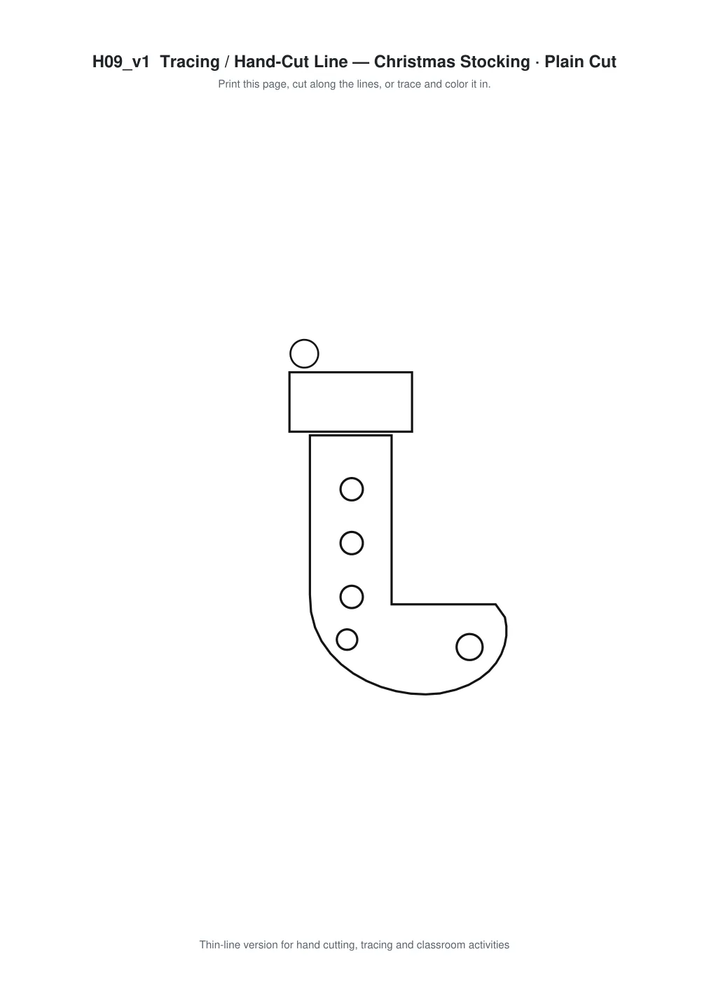 Christmas Stocking Paper Cut Template - Free SVG + PDF Pack - line art