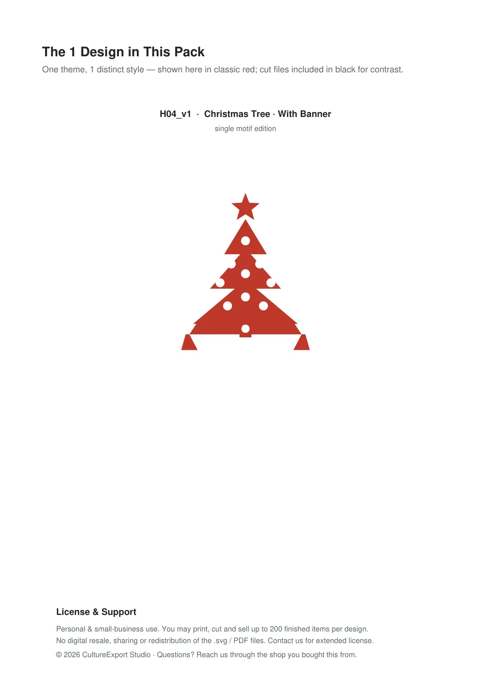 Christmas Tree Banner Paper Cut - Free SVG + PDF Pack - design