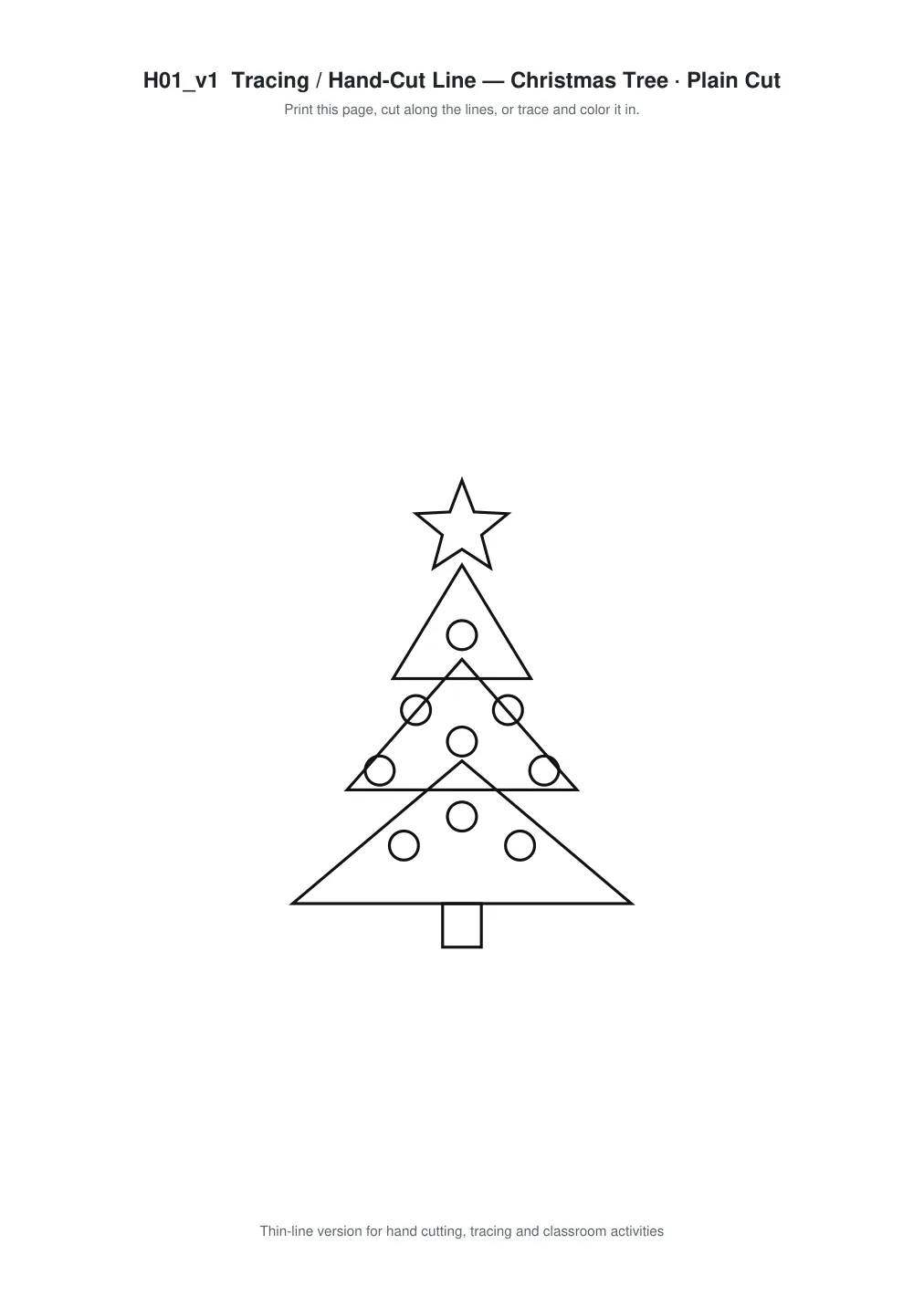 Christmas Tree Paper Cut Template - Free SVG + PDF Pack - line art
