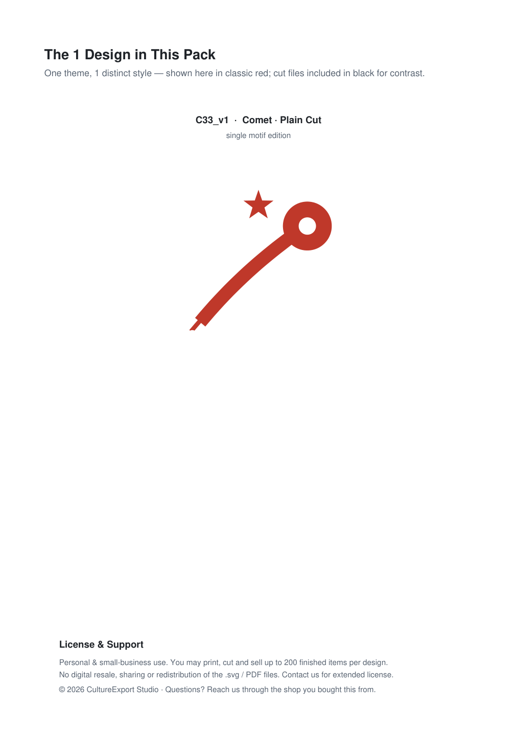 Comet Paper Cut Template - Free SVG + PDF Pack - design