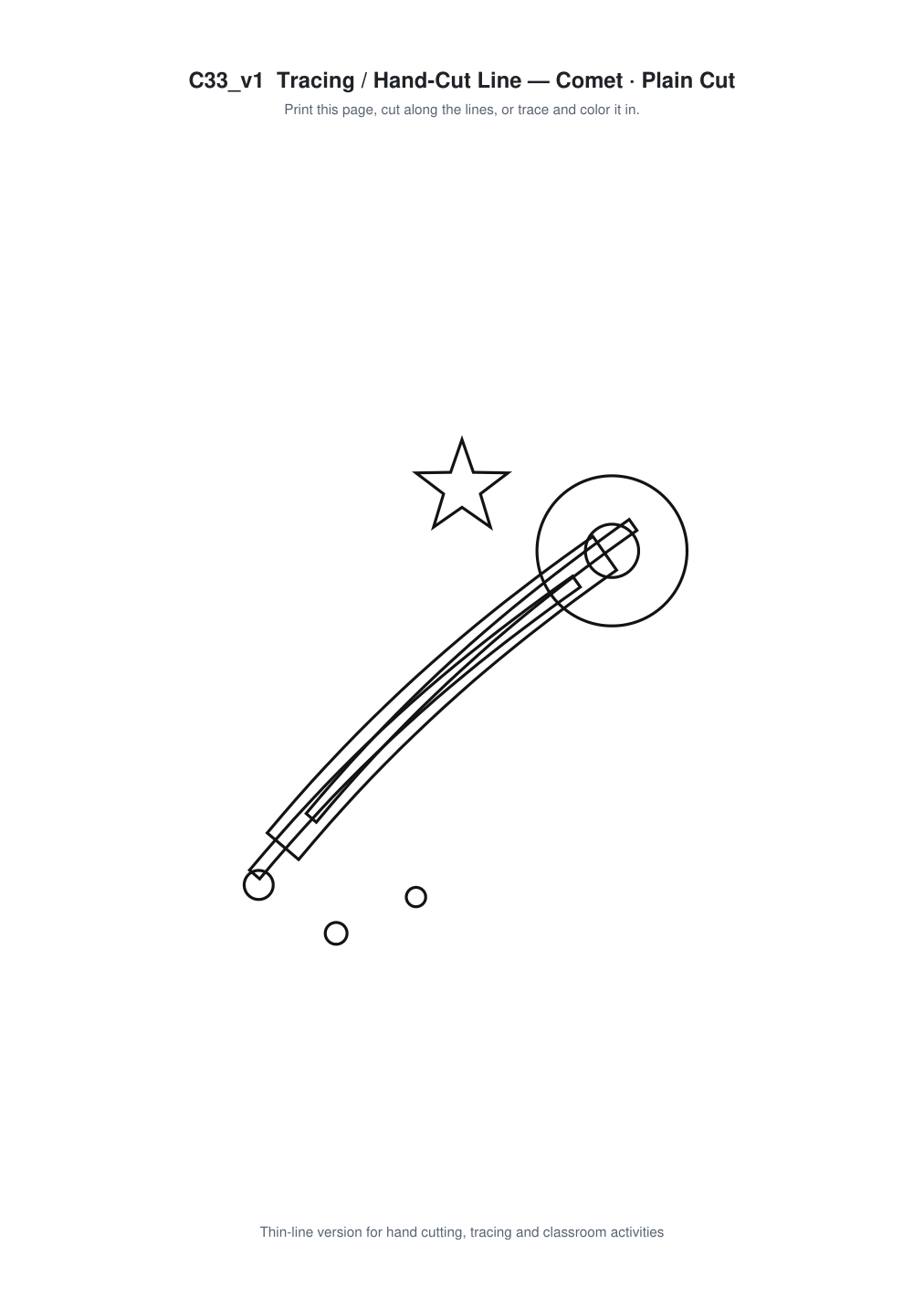Comet Paper Cut Template - Free SVG + PDF Pack - line art