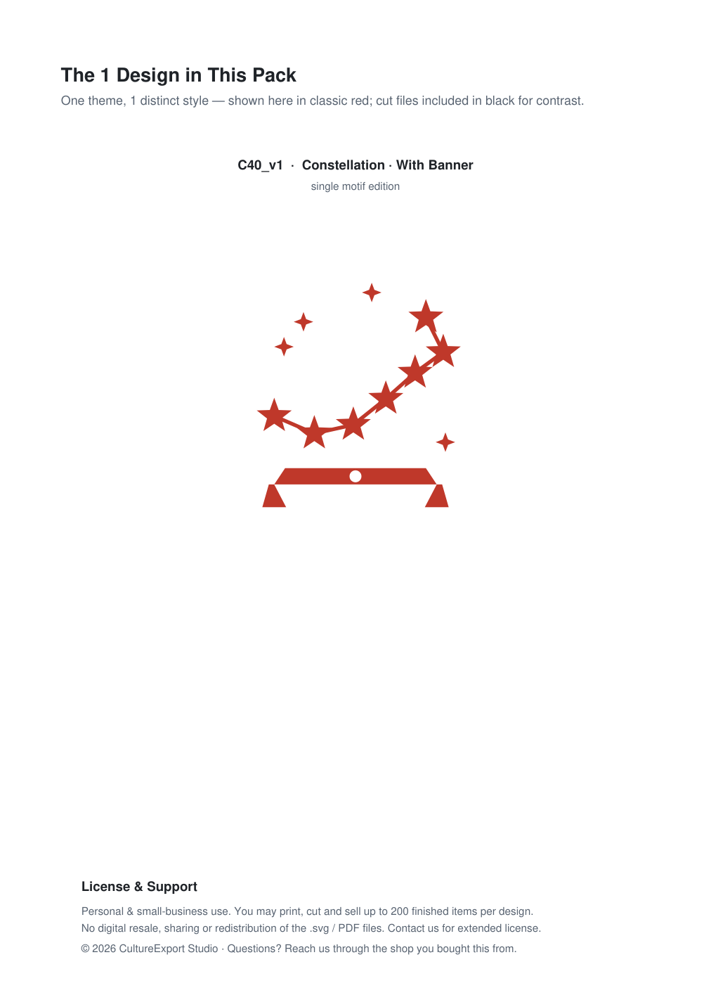 Constellation Banner Paper Cut - Free SVG + PDF Pack - design