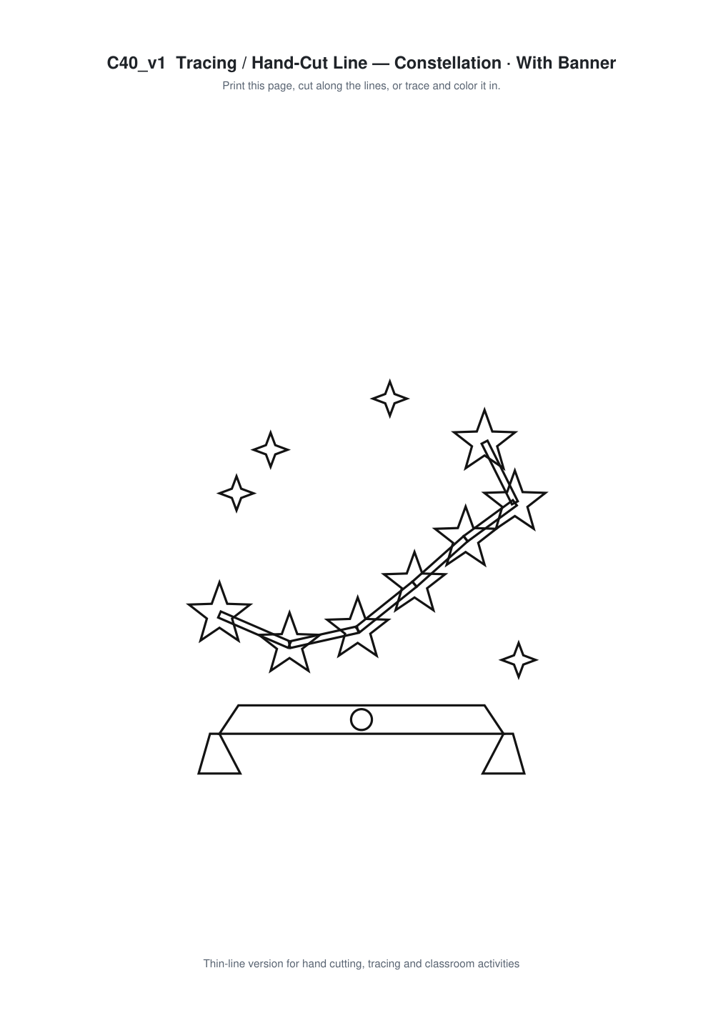 Constellation Banner Paper Cut - Free SVG + PDF Pack - line art