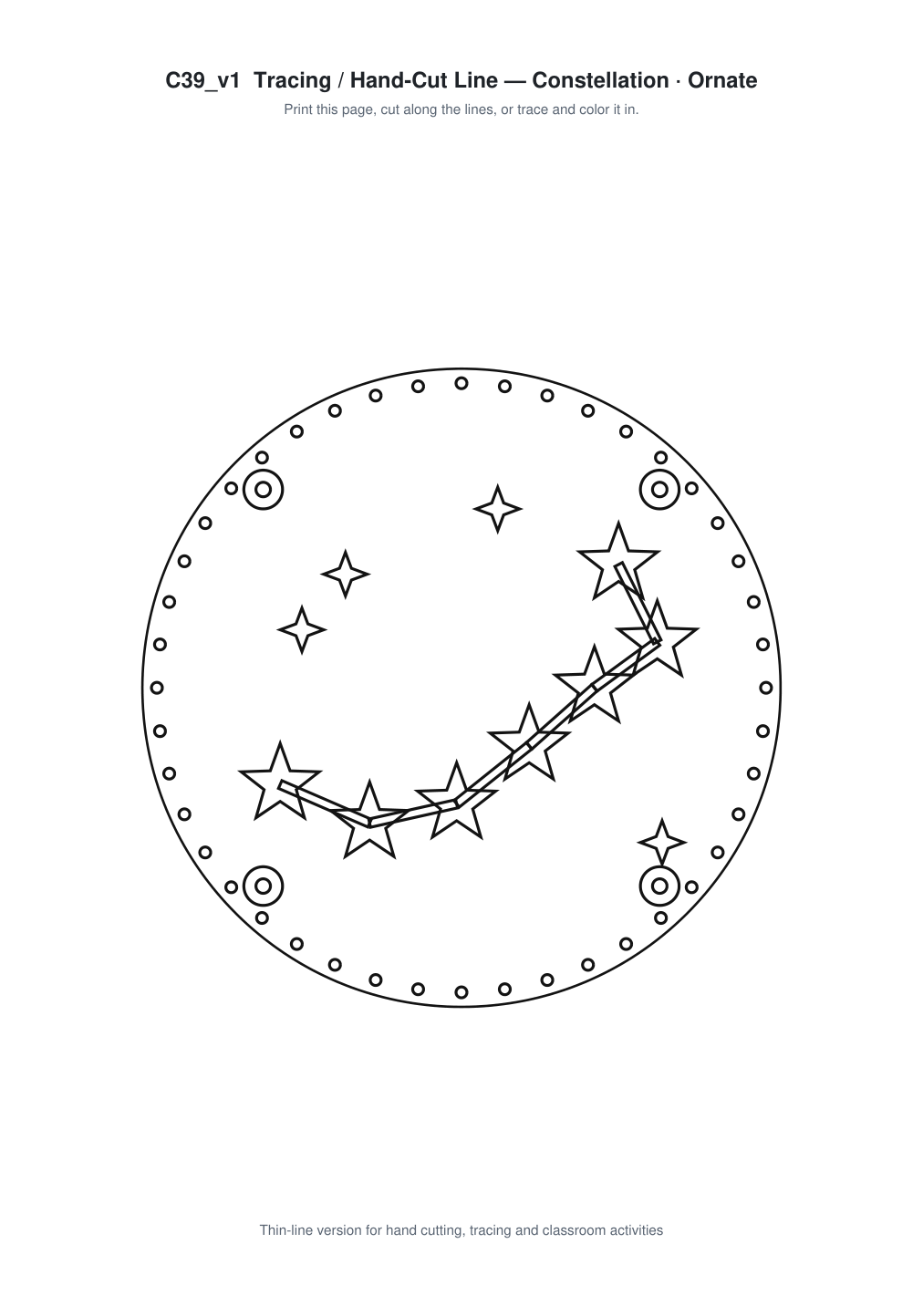 Constellation Ornate Paper Cut Panel - Free SVG + PDF Pack - line art