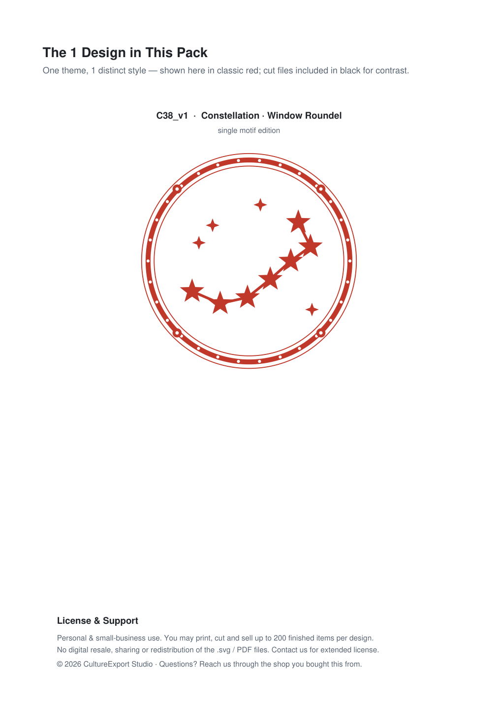 Constellation Window Roundel Paper Cut - Free SVG + PDF Pack - design