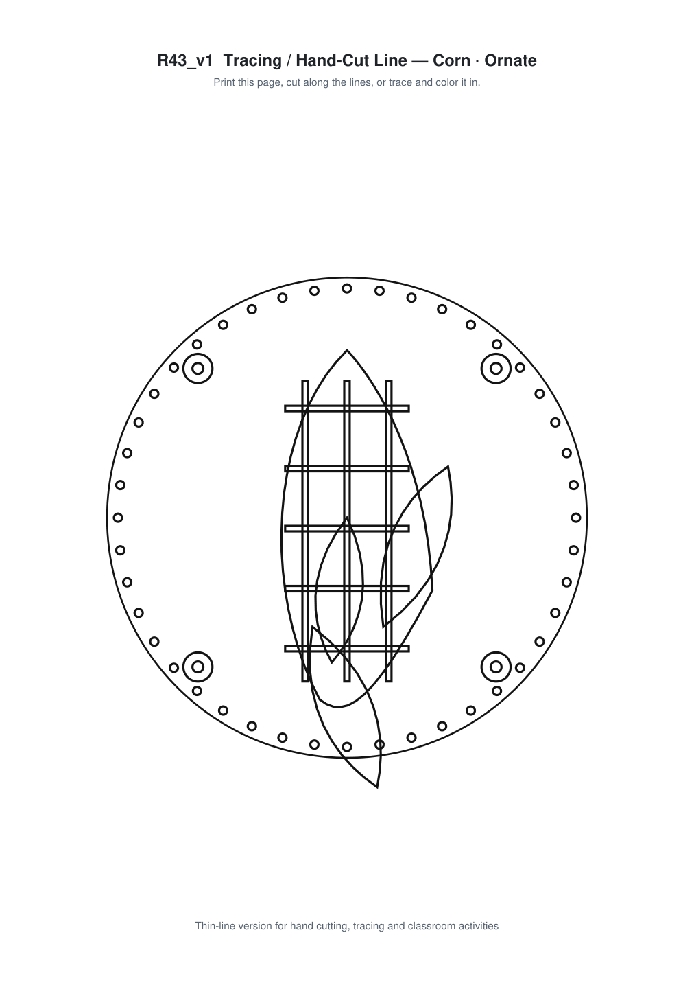 Corn Ornate Paper Cut Panel - Free SVG + PDF Pack - line art
