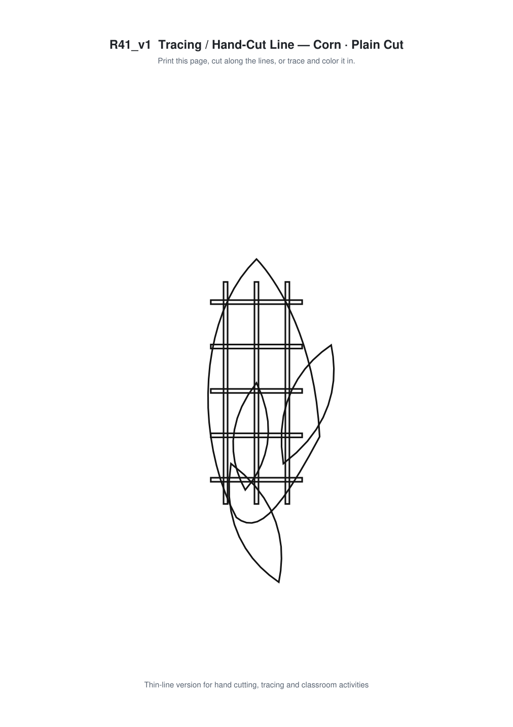 Corn Paper Cut Template - Free SVG + PDF Pack - line art