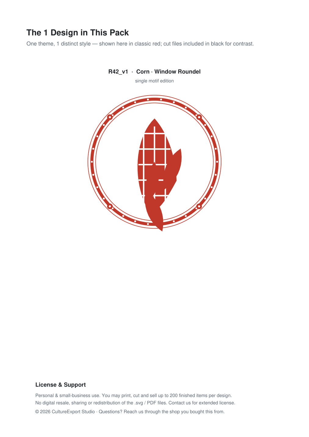 Corn Window Roundel Paper Cut - Free SVG + PDF Pack - design
